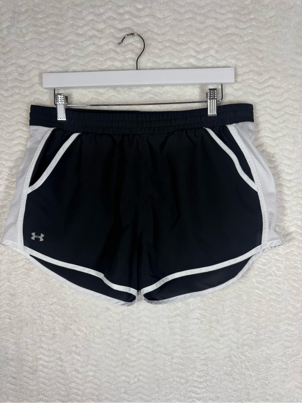 Under Armour Black Athletic Shorts with White Trim